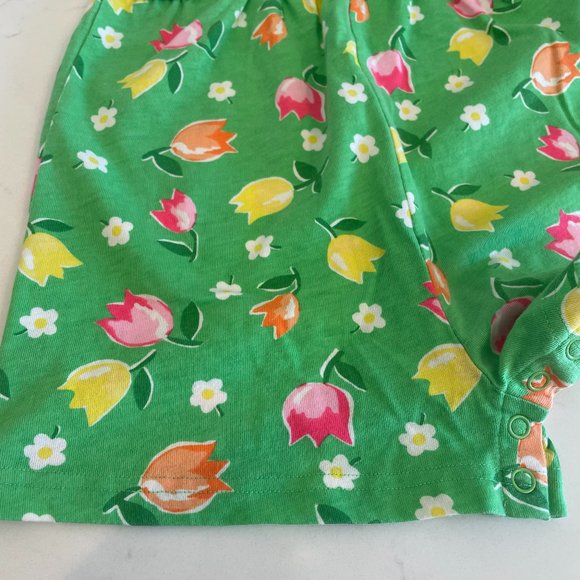 Basic Editions Green Sleeveless Romper Embroidered Flowers Size 3T - Picture 5 of 13